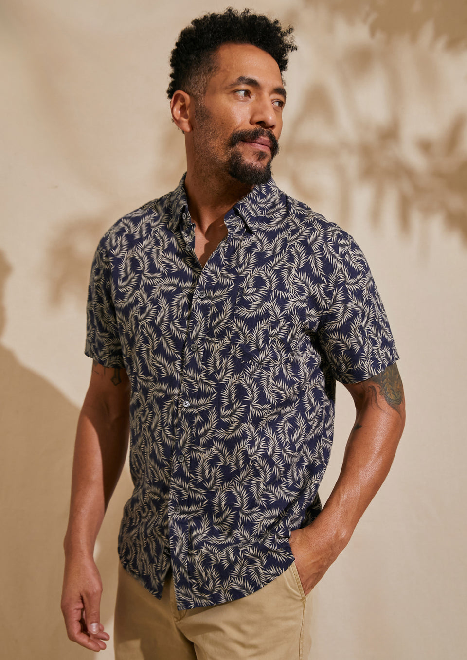 FRONT IMAGE OF MODEL WEARING CARSON SHIRT AND GARRETT PANT