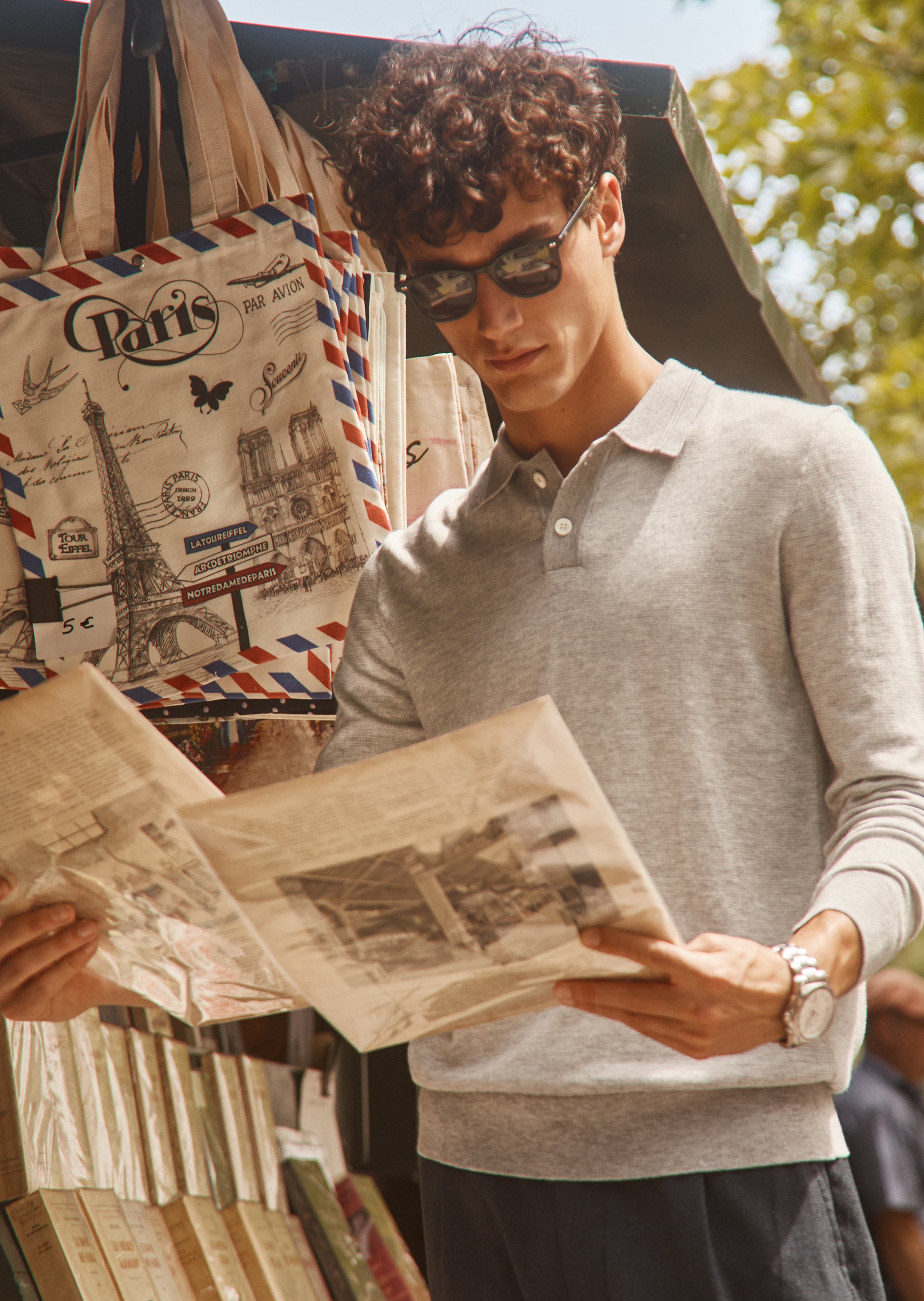 FRONT EDITORIAL IMAGE OF MODEL WEARING GREENWICH SWEATER