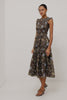Vivier Midi Dress in Soft Voile With Shirred Fitted Bodice and Waistband, Back Keyhole Cutout With Button-Loop Closure, Lined Single-Tiered Skirt, and Ruffle Trim in Willow Colorway - Full Body Front View Featured on Model - Video