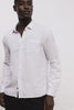Owens Button-Up Shirt in Lightweight Cotton With Subtle Texture, Collar, Long Sleeves, and Chest Patch Pocket in Coastal Mist Colorway - Video - Upper Body Front View Featured on Model