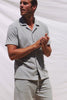 Nova Short in French Terry With Raised Jacquard Pattern, Side Pockets, and Drawstring Waist Ties in Silver Line Grid Colorway - Video - Full Body Front View Featured on Model