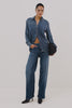 Getty Low Rise Wide Straight Leg Jean in HIgh Stretch Denim With 5-Pockets, Zip Fly, and 31" Inseam in Lagoon Colorway - Video - Full Body Front View Featured on Model