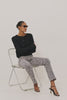 Topanga Straight Leg Jean in Comfort-Stretch Denim With High-Rise, 5-Pockets, and Zipper Fly in Ecru Cheetah Colorway - Video - Full Body View Featured on Model