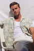 Tyler Shirt in Stretch Cotton With Floral Jute Embroidery, Front Buttons, Notched Collar, Short Sleeves, and Classic Fit in Floral Rope Jade Colorway - Video - Upper Body Front View Featured on Model