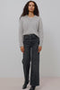 Getty Wide Leg Jean in Light Stretch Denim With 5-Pockets in Vintage Black Colorway - Video - Full Body Front View Featured on Model