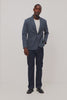 Lorenz Blazer in Nylon With Single Breasted Front Buttons, Single Chest Patch Pocket, Side Patch Pockets, and Long Sleeves in Navy Heather Colorway - Video - Full Body Front View Featured on Model