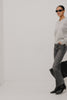 Lidya Sweater in Wool-Cashmere Knit Blend With V-Neckline, Loose Relaxed Fit, Long Sleeves, and Ribbed Trim in Heather Grey Colorway - Full Body Front View Featured on Model - Video