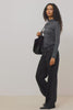 Angeleno Wide Leg in Rigid Denim With Hidden Stretch, Relaxed Mid-Rise Fit, 5-Pockets, Self-Tie Shoelace Belt, and Frayed Waistband in Ash Black Colorway - Video - Full Body Front View Featured on Model