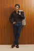 Vincent is a collared long sleeve button front shirt with a chest pocket in Espresso colorway.Video of Front full body view featured on model.