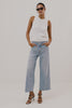 Getty Crop Jean in Light Stretch Denim With Wide Straight Legs, 27" Inseam, 5-Pockets, and Zip Fly in Jasper Colorway - Video - Full Body Front View Featured on Model