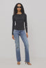 Issel Top in Soft Jersey With Cowl Neckline, Ruched Waist, and Form-Fitting Silhouette in Ash Colorway - Full Body Front View Featured on Model - Video