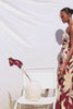 Palm Maxi Dress in Beach Cotton WIth Fitted Shirred Bodice V-Neckline Adjustable Shoulder Straps With Wooden Bead Detailing and Tiered Skirt in Red Palma Colorway - Full Body Front View Featured on Model - Video