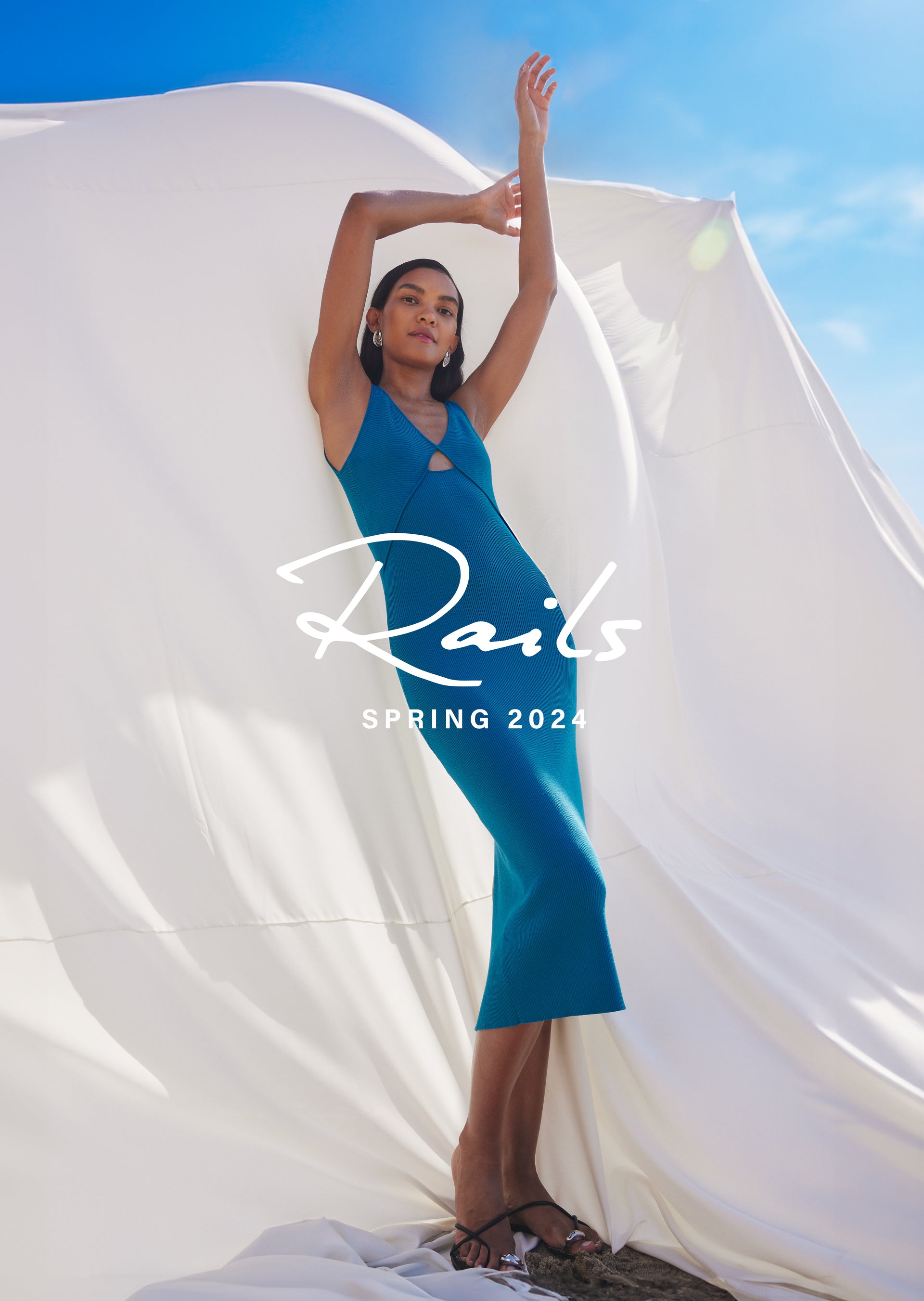 FRONT FULL BODY EDITORIAL IMAGE OF MODEL WEARING VIENNA DRESS IN TURKISH TILE