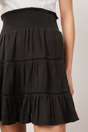 ADDISON BLACK LACE DETAIL SKIRT-CLOSE UP