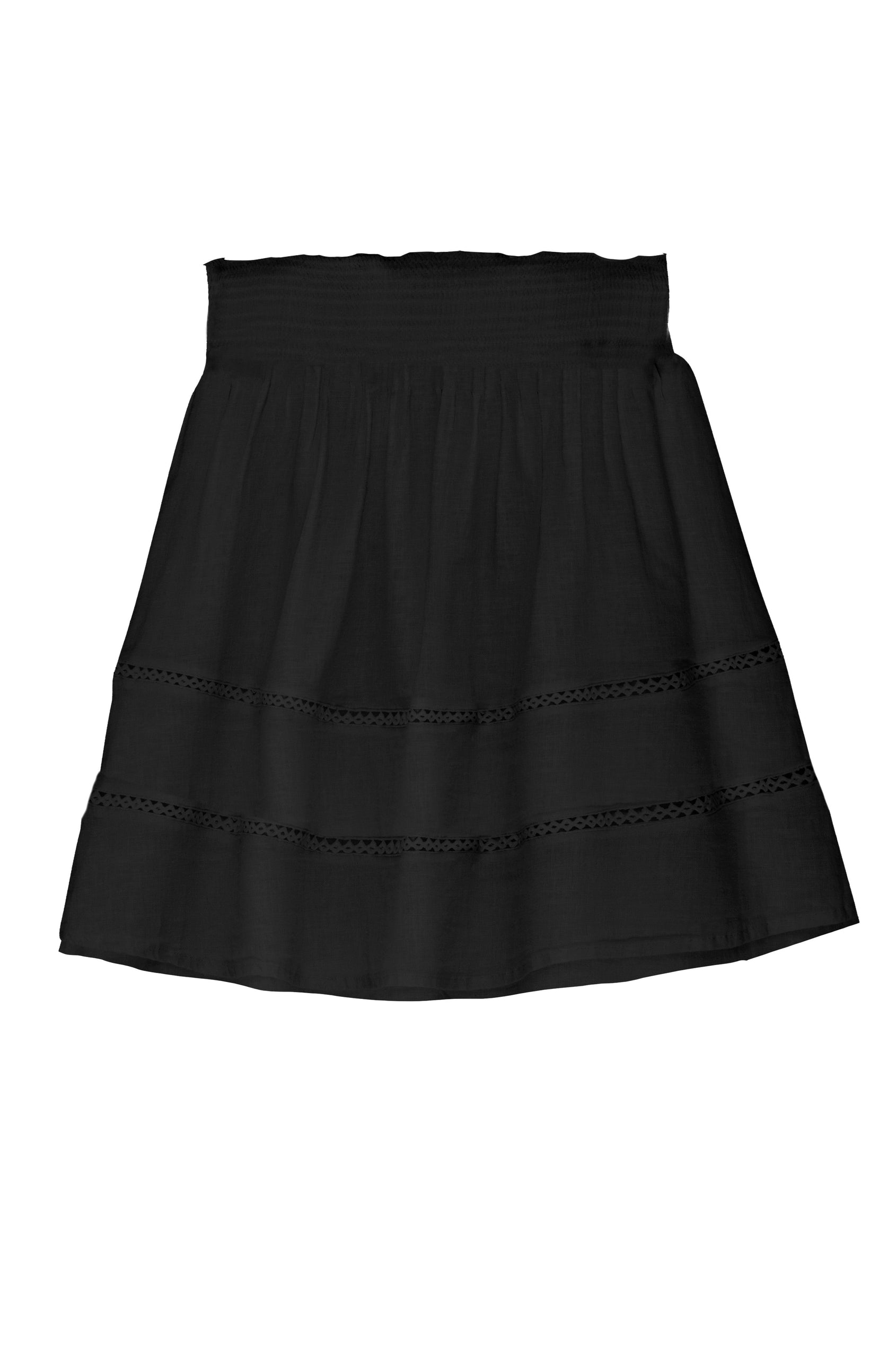 ADDISON BLACK LACE DETAIL SKIRT- flat