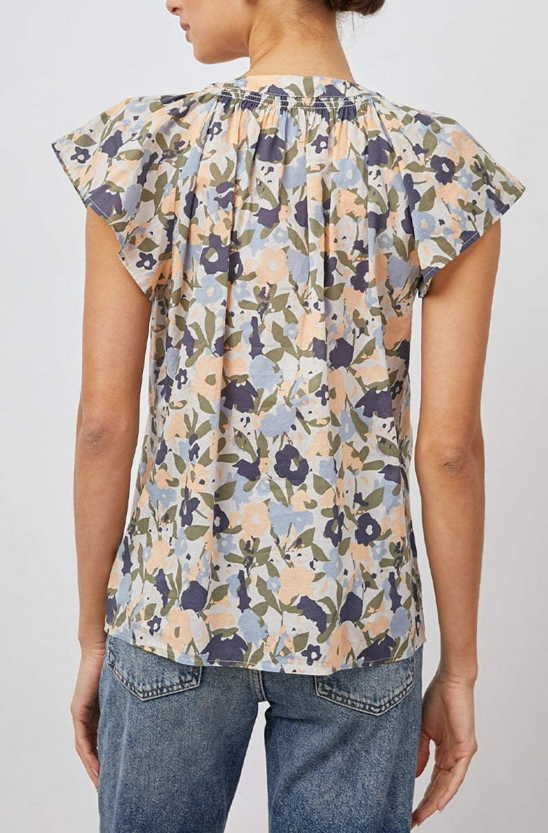 ALENA MOD FLORAL SHORT SLEEVE BLOUSE-BACK
