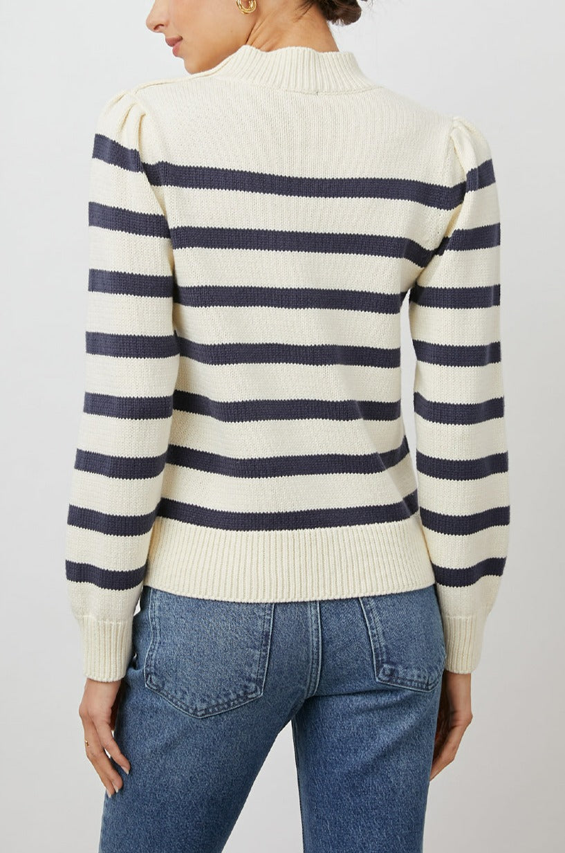 ALLIE SWEATER IVORY NAVY STRIPE - BACK BODY