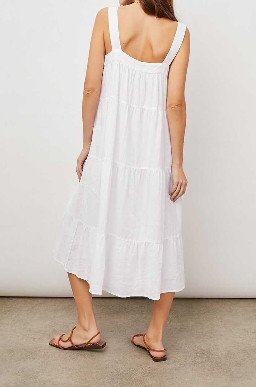 Amaya Bright White Tank Dress - back full body