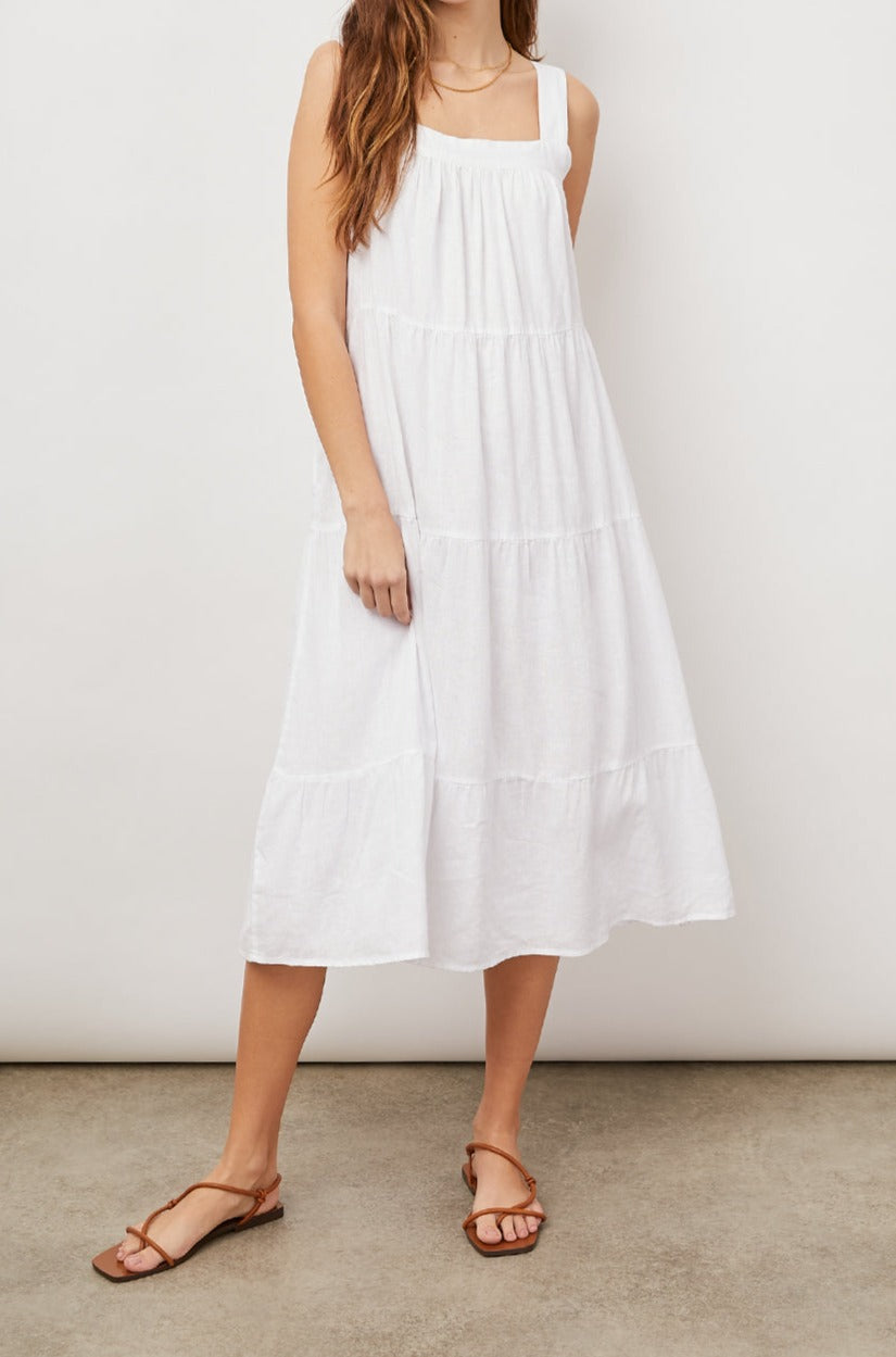 Amaya Bright White Tank Dress - front full body