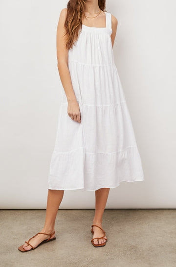 Amaya Bright White Tank Dress - front full body
