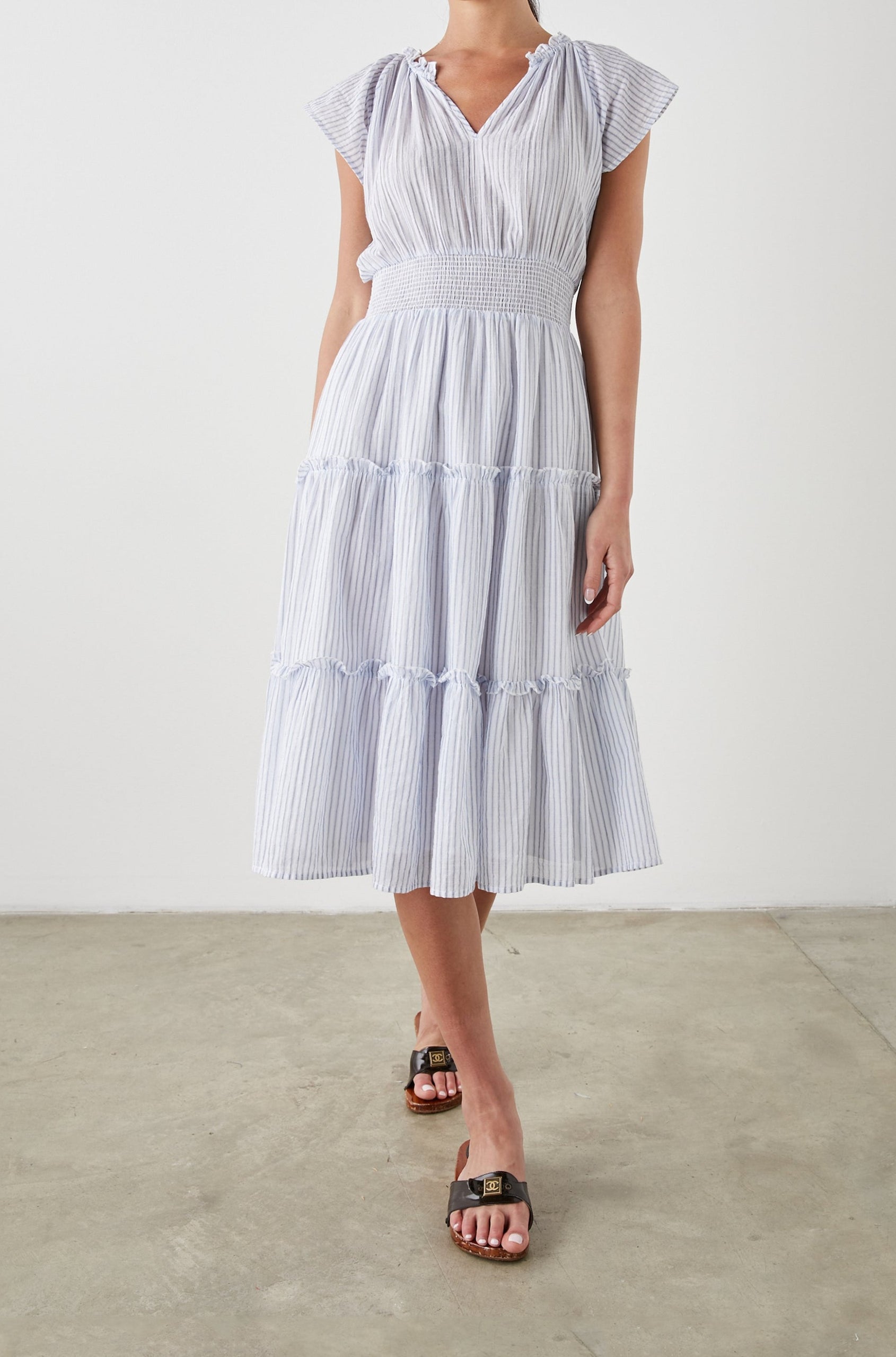 AMELLIA DRESS CINO STRIPE - FRONT