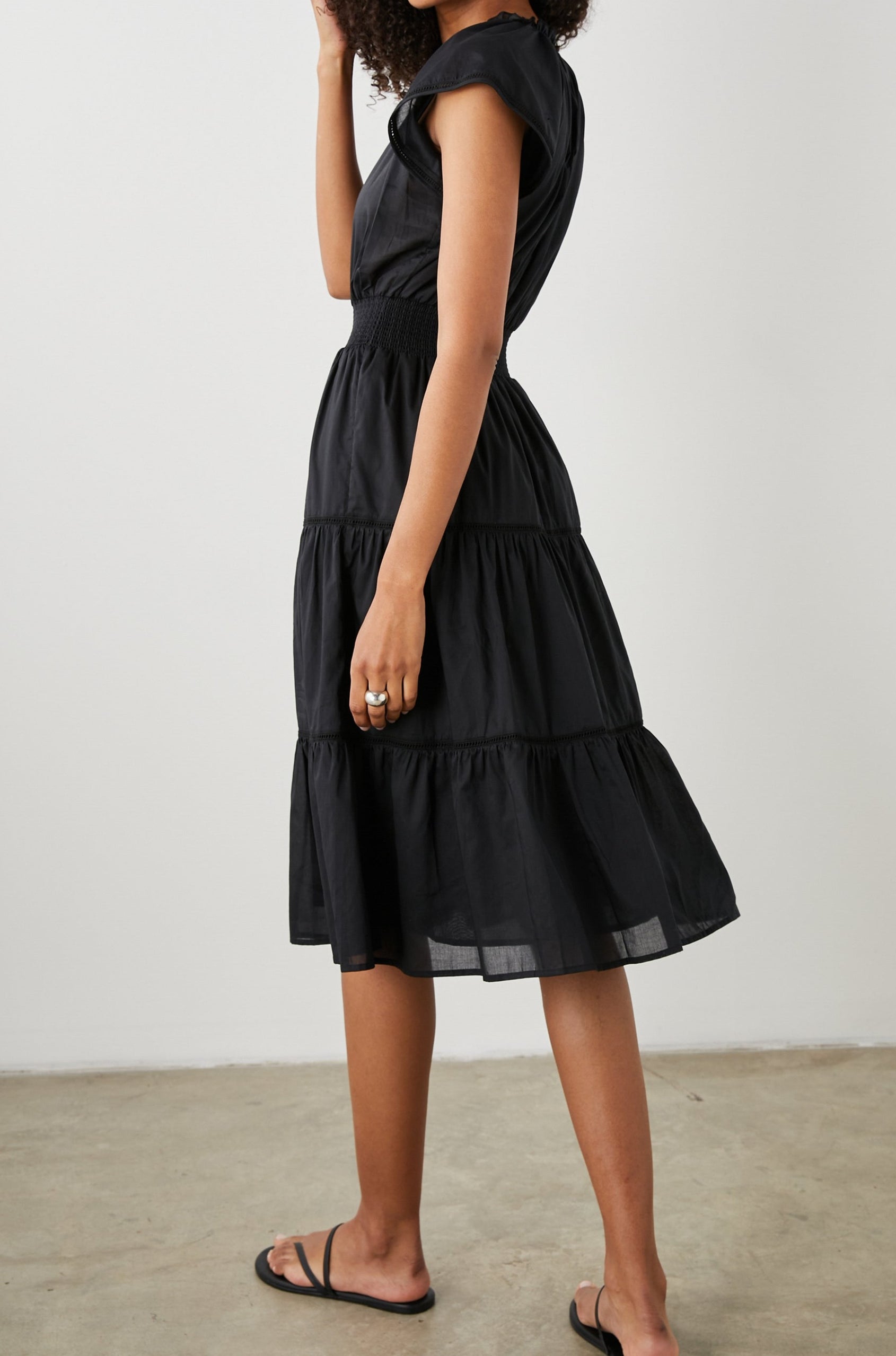 AMELLIA DRESS TRUE BLACK LACE DETAIL - BACK ANGLE
