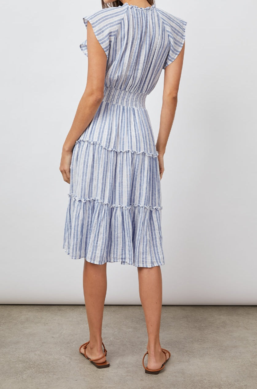 AMELLIA NEW HAVEN STRIPE TIERED SHORT SLEEVE DRESS-BACK