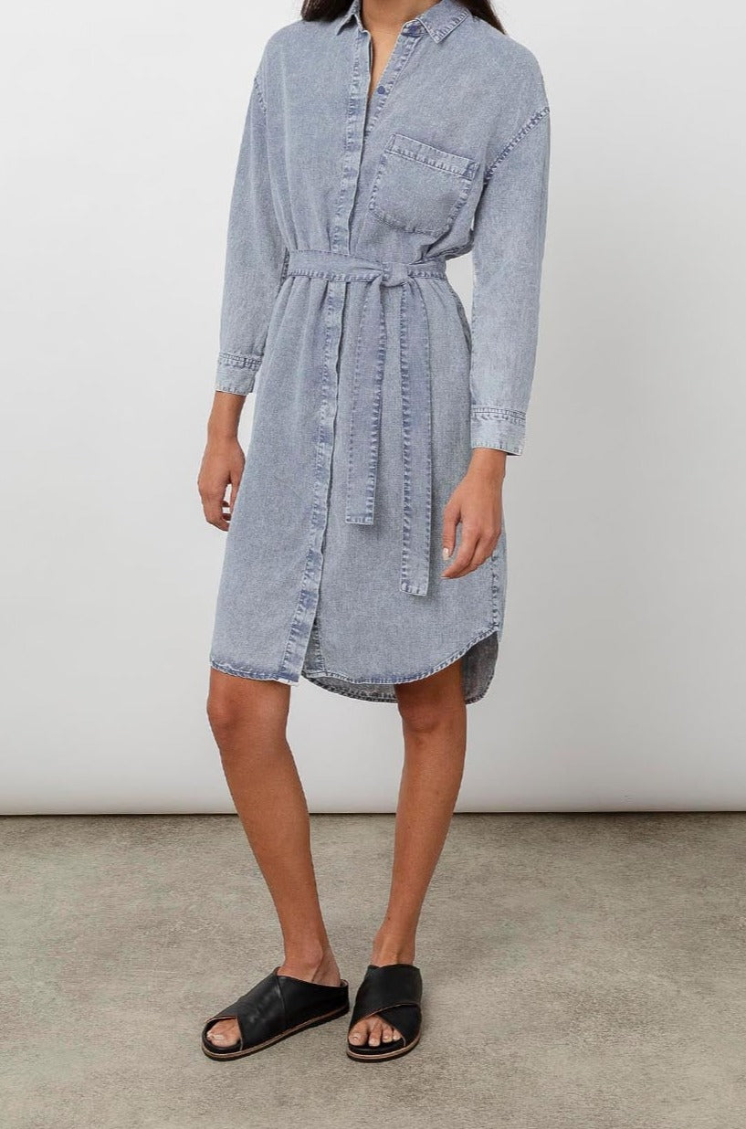 Ames Blue Acid Wash Dress - full side angle