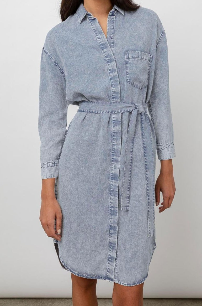 Ames Blue Acid Wash Dress - front