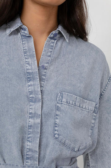 Ames Blue Acid Wash Dress - detail