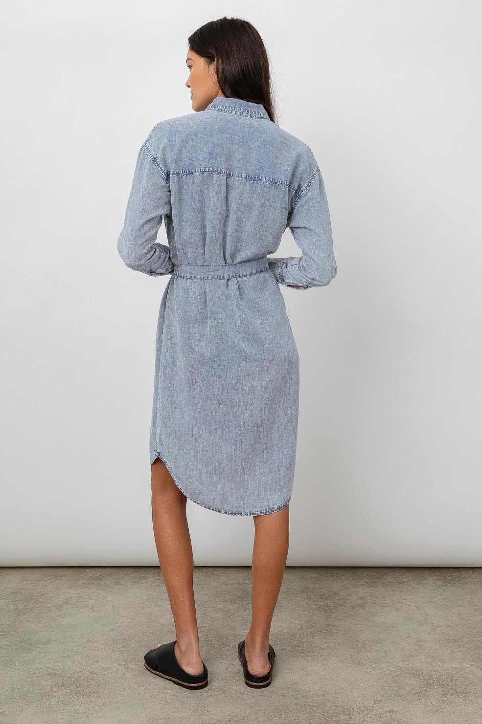 Ames Blue Acid Wash Dress - full back body