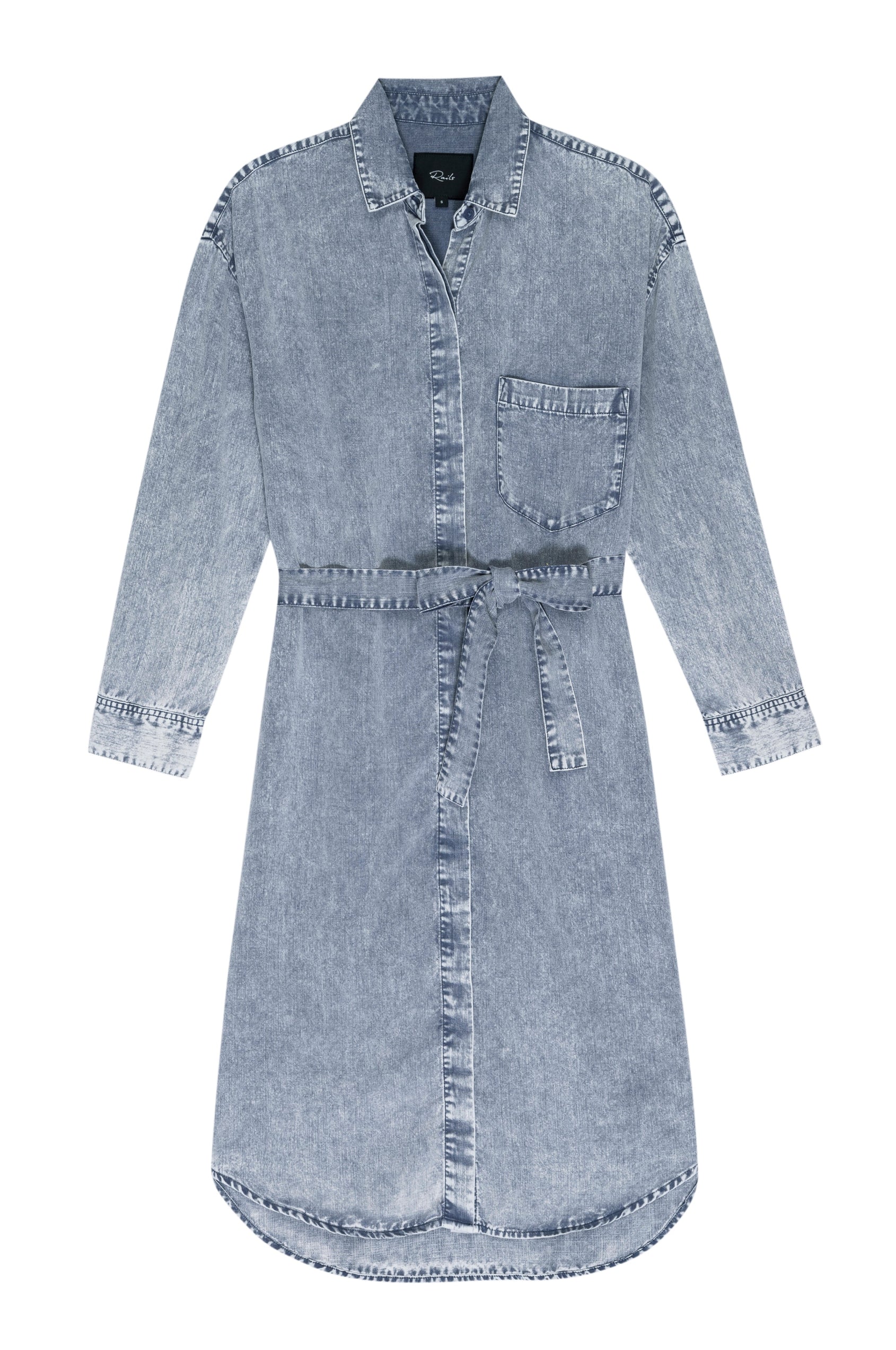 Ames Blue Acid Wash Dress - flat
