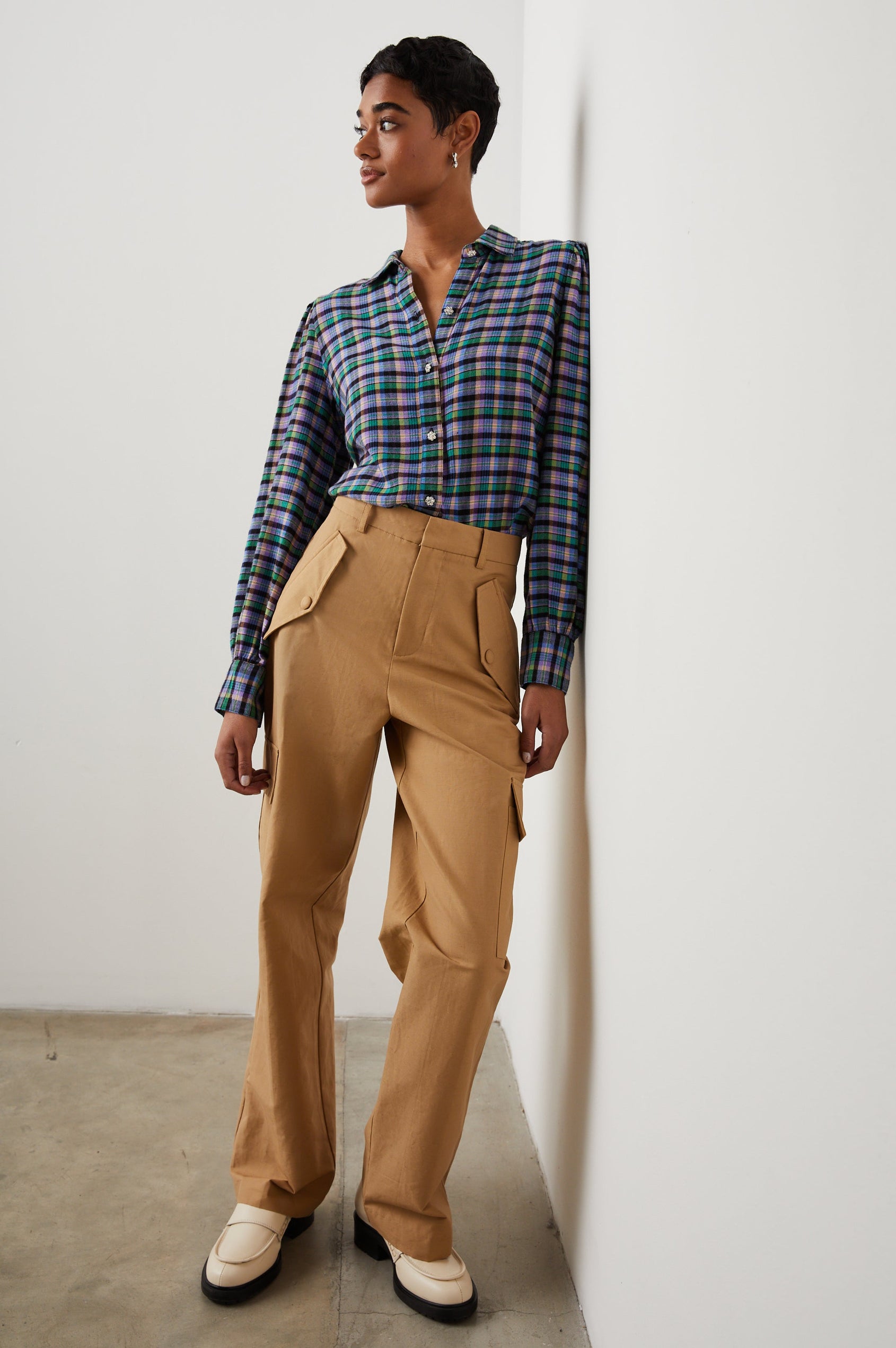 ANGELICA SHIRT IRIS PEACH - FRONT ANGLE