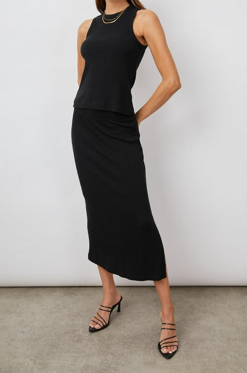 Angie Black Skirt with side slit - FULL BODY front