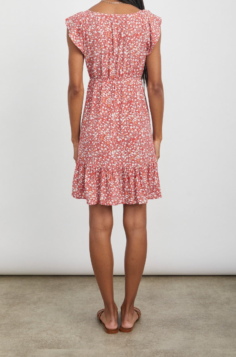 ANIKA RED DITSY FLORAL DRESS-BACK FULL BODY