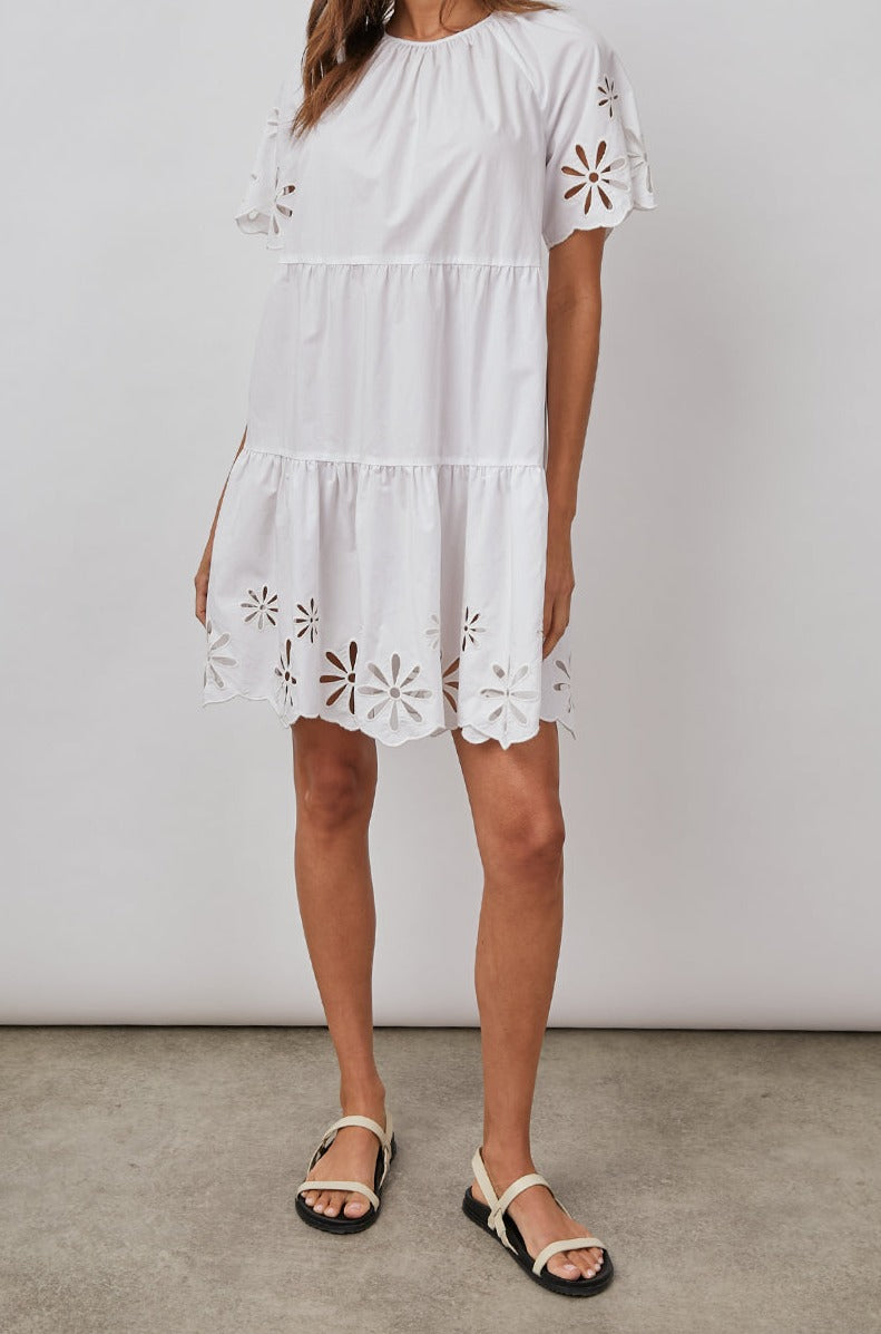ARIELLE WHITE EYELET DRESS - FULL FRONT BODY