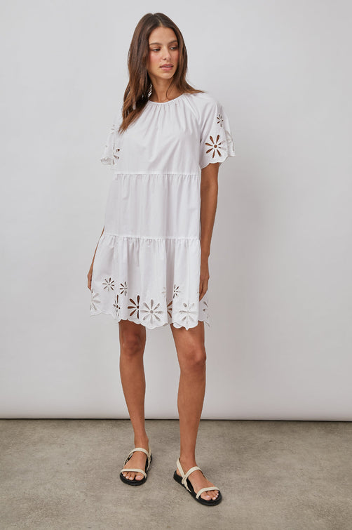ARIELLE WHITE EYELET DRESS - FULL FRONT BODY