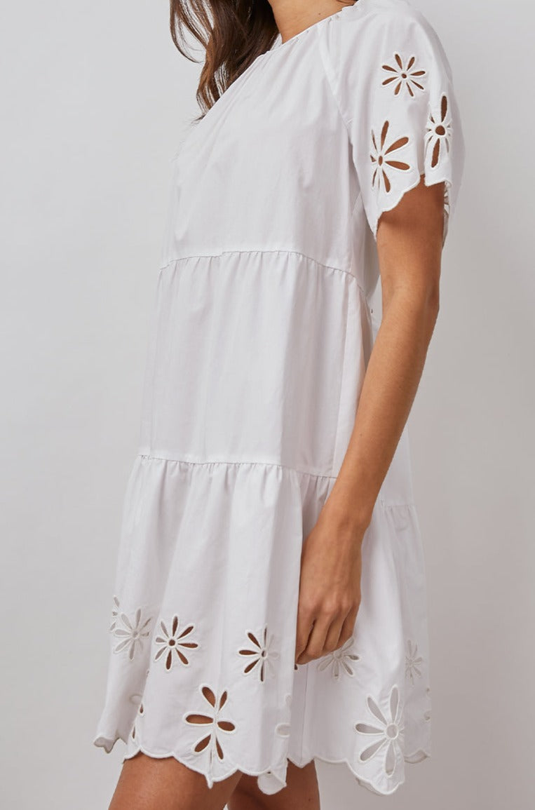 ARIELLE WHITE EYELET DRESS - SIDE ANGLE