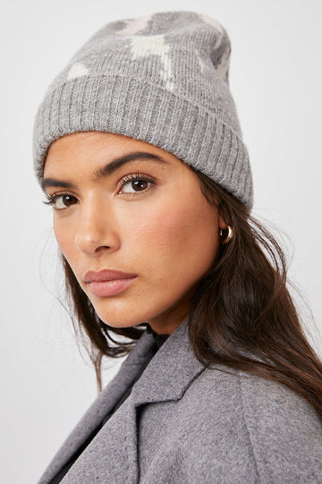 aspen grey tie dye beanie - front close up