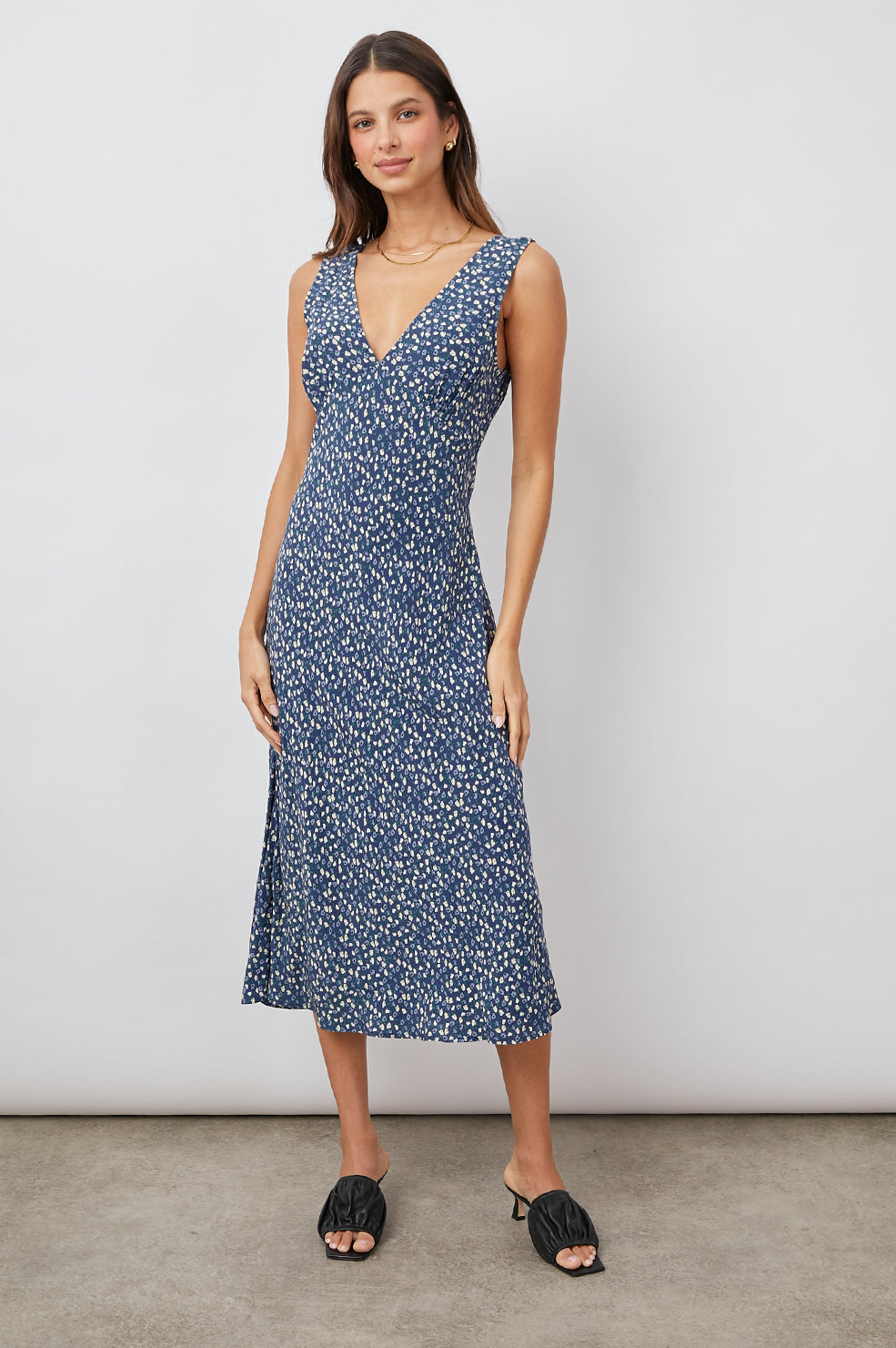 AUDRINA DRESS - NAVY DITSY FLORAL