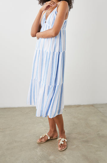 AVRIL DRESS GIBSON STRIPE - SIDE FULL BODY ANGLE