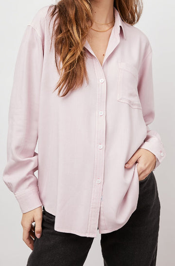 BARRETT DUSTY ROSE LONG SLEEVE BUTTON DOWN- FRONT UNTUCKED