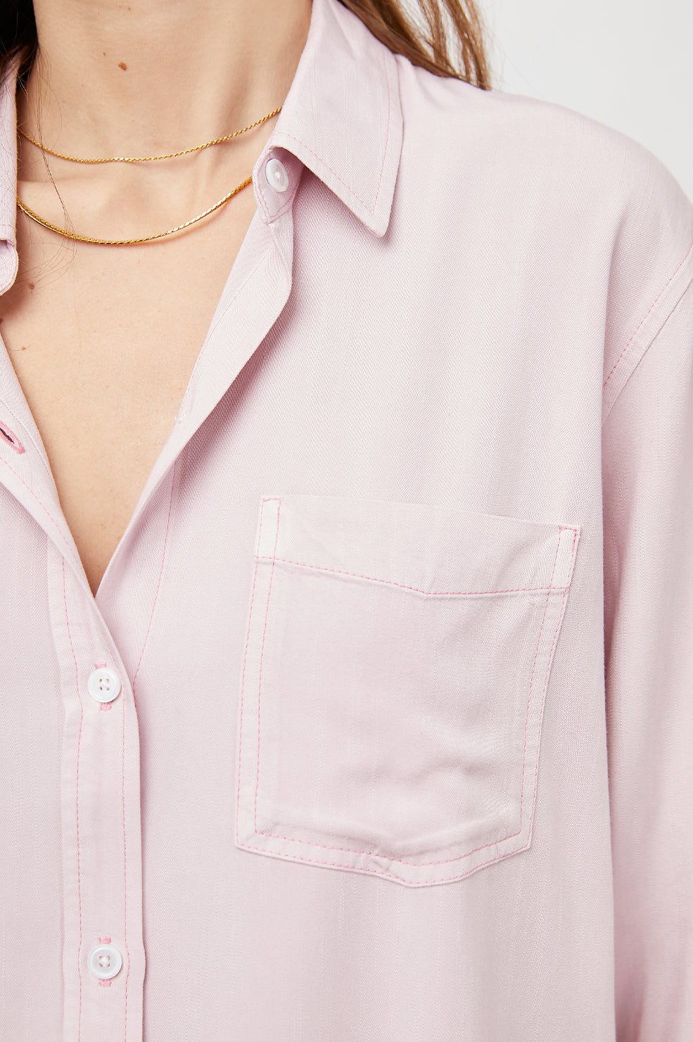 BARRETT DUSTY ROSE LONG SLEEVE BUTTON DOWN- DETAIL