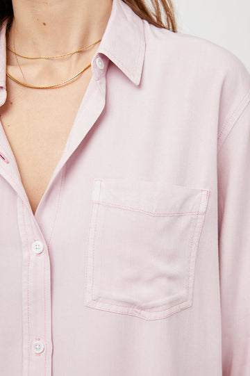 BARRETT DUSTY ROSE LONG SLEEVE BUTTON DOWN- DETAIL