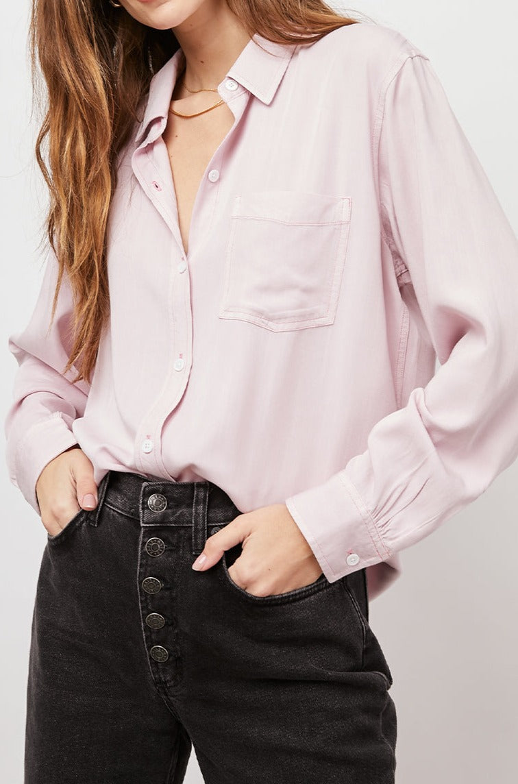 BARRETT DUSTY ROSE LONG SLEEVE BUTTON DOWN- FRONT TUCKED IN