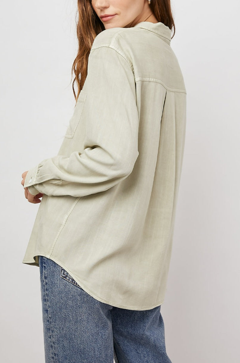 BARRETT LIGHT OLIVE LONG SLEEVE BUTTON DOWN-BACK ANGLE