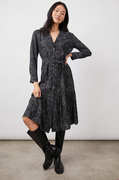 BEATRICE CHARCOAL ABSTRACT ANIMAL DRESS- FRONT