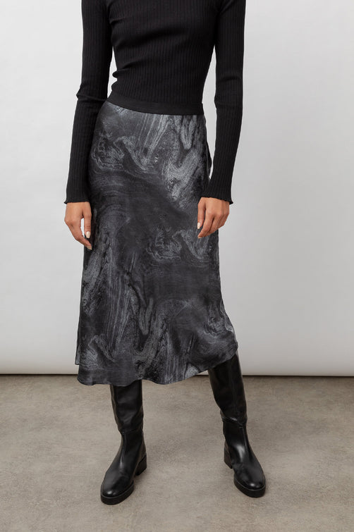Berlin Dark Marble Skirt- front in motion