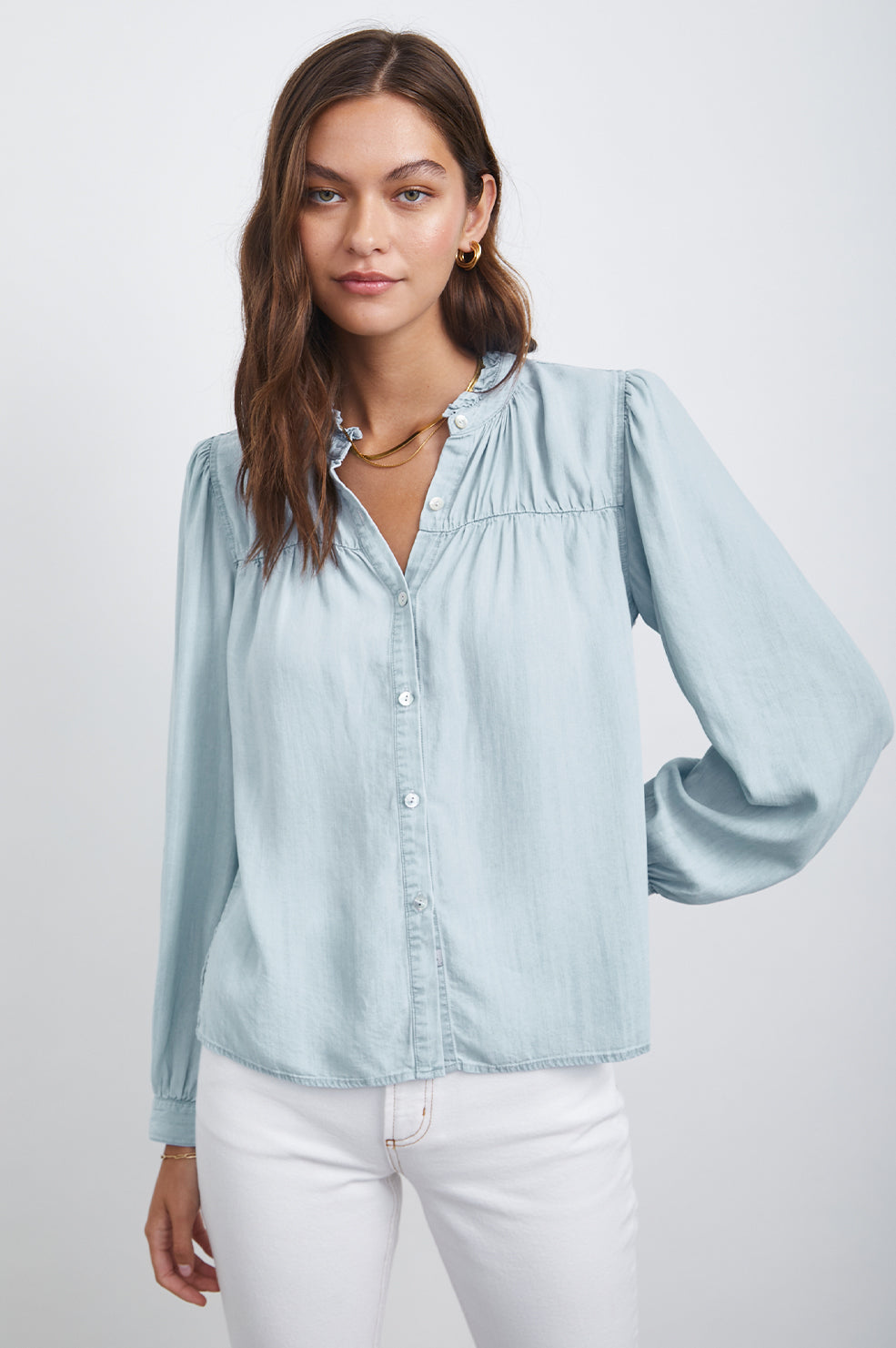CAMILLE LIGHT VINTAGE LONG SLEEVE SHIRT- FRONT