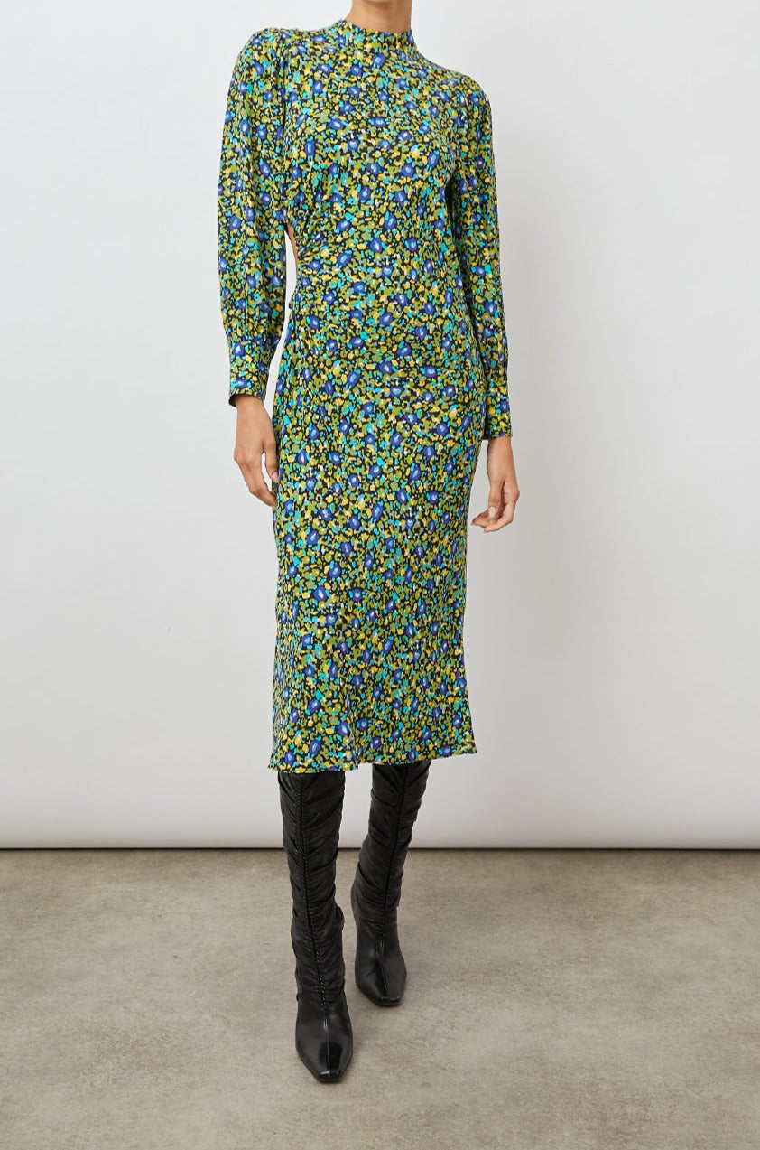 CARMEL DRESS ABSTRACT GARDEN - FRONT FULL ON BODY